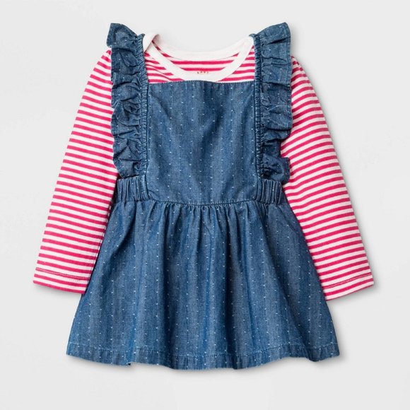 Cat & Jack Other - Cat & Jack Stripe Bodysuit & Denim Bottom Set 6-9M